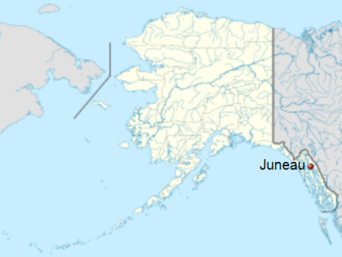 juneau en mapa de alaska