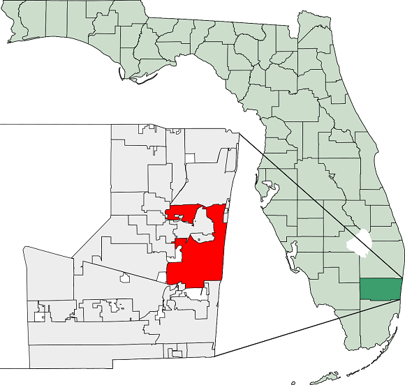 fort lauderdale en mapa de florida