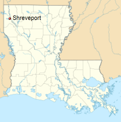 shreveport en mapa de louisiana