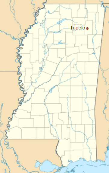 tupelo en mapa de mississippi-min